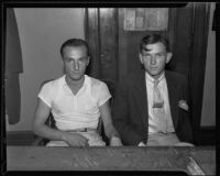 George Brownell, Jr. (or possibly Paul Klemaski) and Joe Basko (right), arrested for robbery, Los Angeles, 1935