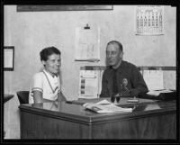 Hazel Towner interviews Police Chief Ralph Coolman, Covina, 1935