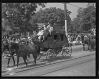 Captain William Banning's stagecoach at the San Gabriel Fiesta Parade, 1935
