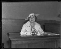 Rheba Crawford on the witness stand, Los Angeles, 1935