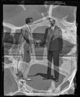 Howard Hughes shaking hands with William R. Enyart, Los Angeles, September 18, 1935