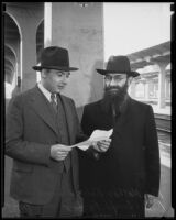 Rabbis Joseph Farber and Nathan Kohler upon their arrival in Los Angeles, 1935
