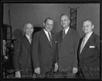 C. N. Reed, H. N. Burgeson, Dr. R. C. Bertheau, and Ralph Yocum during choral practice, Los Angeles, 1935