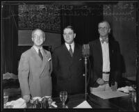 Kimpton Ellis, James Mussatti, and William B. Himrod at California Taxpayers Association luncheon, Los Angeles, 1935