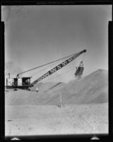 Bucyrus-Erie crane at an excavation site, Los Angeles