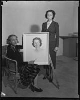 Eleanor Martin works on a drawing of Constance Foster, Los Angeles, 1935
