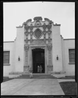 Exterior of newly dedicated Chaffey Memorial Library, Ontario, 1935