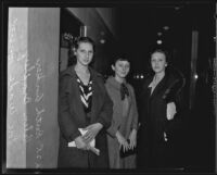 Ruth Anker, Helen Bradley, and Lou Wade, witnesses in Ernest A. Thompson liquor case, Los Angeles, 1935