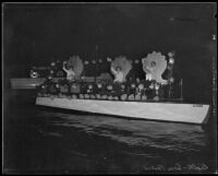 Illuminated boat during San Pedro's annual Fiesta, 1935