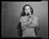 Juanita Hill with Fox-Terrier dog, Los Angeles, 1935