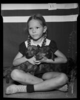 Monica Ann Murphy with Dachshunds, Los Angeles, 1935
