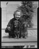 Mary Bovard with Dachshunds, Los Angeles, 1935