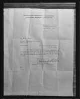 Official letter from U.S. Dept. of Agriculture to A. G. Busby concerning cotton field, Fresno, 1935