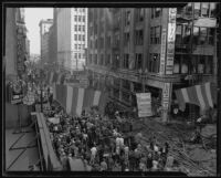 Aftermath of Norton Building fire on Sixth Street and Broadway, Los Angeles, 1935