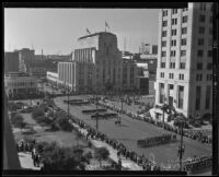 Armistice Day parade outside of the Los Angeles Times Building, Los Angeles, 1935
