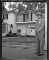 Roberto Muller in front of the house he won, San Diego, 1935