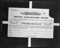 Los Angeles Examiner special subscription offer, 1935