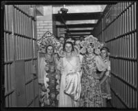 Helen Holman, Queen of Pacific Coast Slavic Club, with Tamara Lawb and Enna Gorova at Los Angeles County Jail, 1932