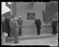 President Herbert Hoover at Morris Dam dedication, Pasadena, 1934