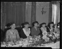 Mrs. Herbert Hoover with philanthropists Mrs. Chester Ashley, Mrs. Sumuel C. Dunlap and Mrs. Marcus C. Sloss at Ebell Club, Los Angeles, 1934