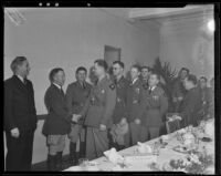 Major General George E. Leach shakes hands with Captain John K. Miller, Los Angeles, 1931-1939