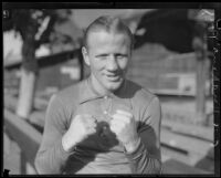 Boxer Ace Hudkins posing, 1927
