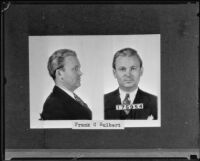 Identification photographs of World's Fair president Frank C. Hulbert, Los Angeles, 1934