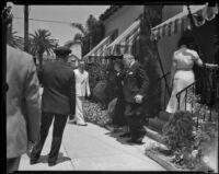 Billie Burke leaving late husband Florenz Ziegfeld's funeral, Los Angeles, 1932