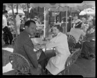 Ann Ronell and Bernard Epstein enjoy lunch at the Ambassador, Los Angeles, ca. 1935