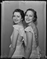 Miss Kentucky 1935 winner Madelyn Batson with sister Agnes, Los Angeles, 1935