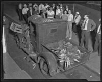 Street car crashes into truck on Macy Street, Los Angeles, 1933