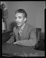 Jack Quartaro at plagiarism hearing, Los Angeles, 1935