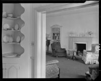 Living room of a house possibly designed by J. R. Davidson or Jock Peters, Los Angeles County, 1928-1934