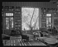 Living room in the William Conselman Residence, Eagle Rock, 1930-1939