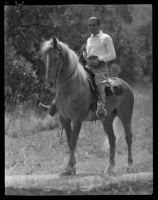 William Conselman on horseback, (Eagle Rock?), 1930-1939