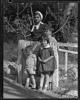 Francine Millier (probably) with her children Arthur, David and Mojave, Santa Monica, circa 1930-1931