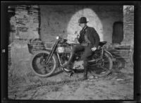 Will Connell (probably) on a Harley Davidson motorcycle, circa 1920