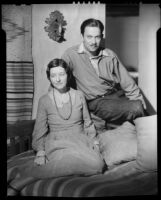 Hilda Adams and painter Kenneth Adams at home, Ranchos de Taos, 1932