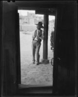 William Penhallow Henderson in cowboy attire at his home, Santa Fe, 1932