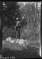 Charles Francis Saunders in the Arroyo Seco garden of Olive Percival, Los Angeles, 1927