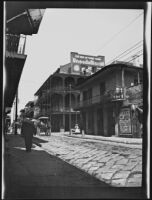 Buildings with wrought iron balconies on Royal St. in the French Quarter, New Orleans, 1910