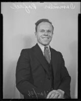 Rafael Demmler, president of local chapter of the Steuben Society, Los Angeles, 1936