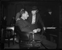 Buron Fitts and wife Marion at his trial for perjury, Los Angeles, 1936