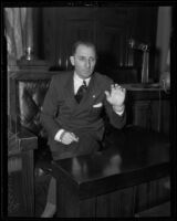 Buron Fitts testifying at his own perjury trial, Los Angeles, 1936