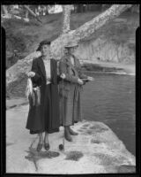 Resort owners Mrs. Eleanor Opid and Mrs. R. J. Hill go fishing, Azusa, 1936
