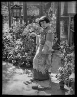 Kimiko Tamura in Toyo Y. Maeda's Japanese garden on North San Pedro Street, Los Angeles, 1935