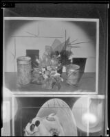 Citrus-themed table centerpiece with jars of marmalade, 1936
