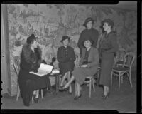Mrs. William Kenyon Young, Ethel M. Winston, Evangeline D. Walker, Carolina Lokrantz, and Mrs. Robert F. Gross of the Social Services Auxiliary, Los Angeles, 19356