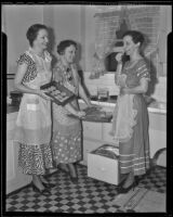 West Jefferson Women's Club members Mmes. John Turner, Warren H. Williams, and Lorraine Dushire bake, Los Angeles, 1936