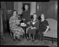 Society wives Harriet Eliel, Irene Heineman, Ida S. Lazard, and Mrs. George Mangold, Los Angeles, 1936